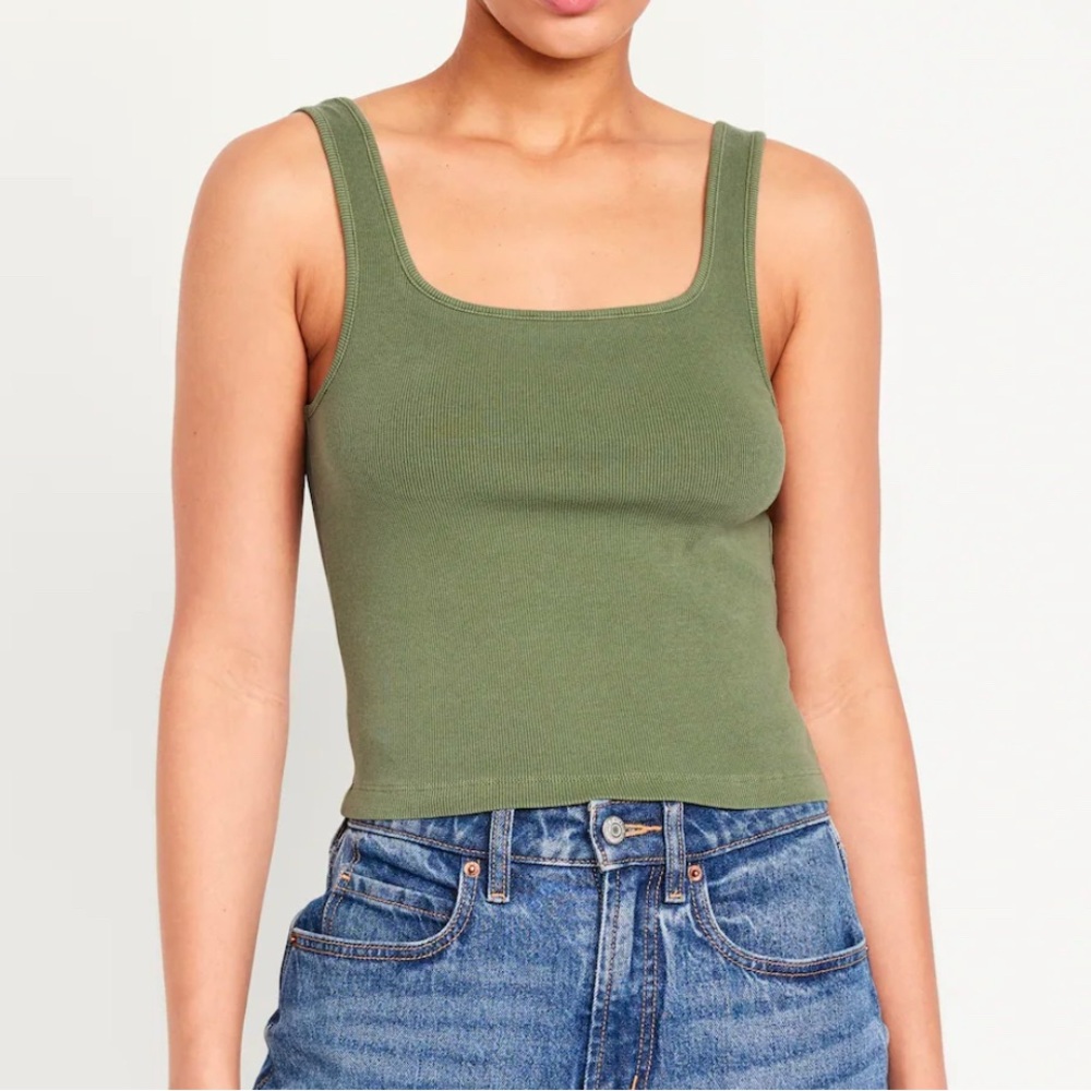 Old Navy Ultra-Crop Tank Top, Extra Large, Olive Color, Excellent